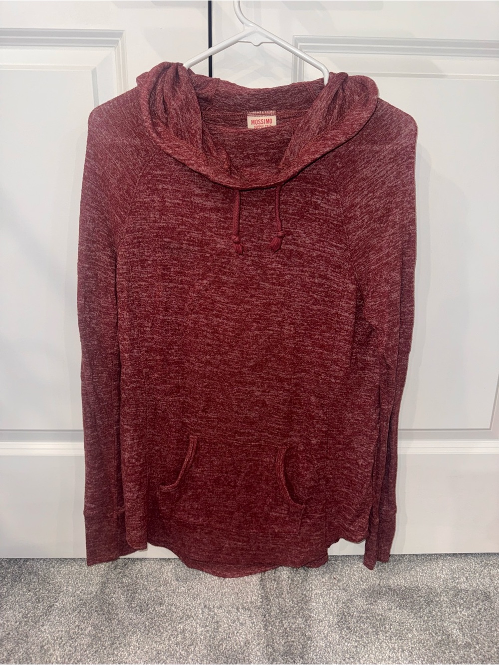 Mossimo Supply Co. Marled Burgundy Cowl Neck Pullover